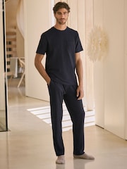 Navy Blue EDIT Textured Pyjamas Set - Image 1 of 11
