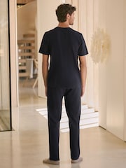 Navy Blue EDIT Textured Pyjamas Set - Image 3 of 11