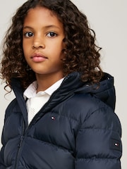 Tommy Hilfiger Blue Girls Essential Down Faux Fur Hood Jacket - Image 2 of 6