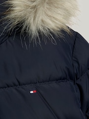 Tommy Hilfiger Blue Girls Essential Down Faux Fur Hood Jacket - Image 3 of 6