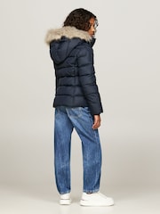 Tommy Hilfiger Blue Girls Essential Down Faux Fur Hood Jacket - Image 4 of 6