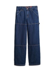 Superdry Blue Mid Rise Denim Carpenter Trousers - Image 5 of 7