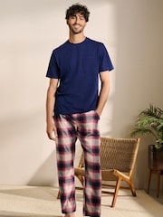 Blue/Stone Check Lightweight Pyjamas Set - Image 1 of 9