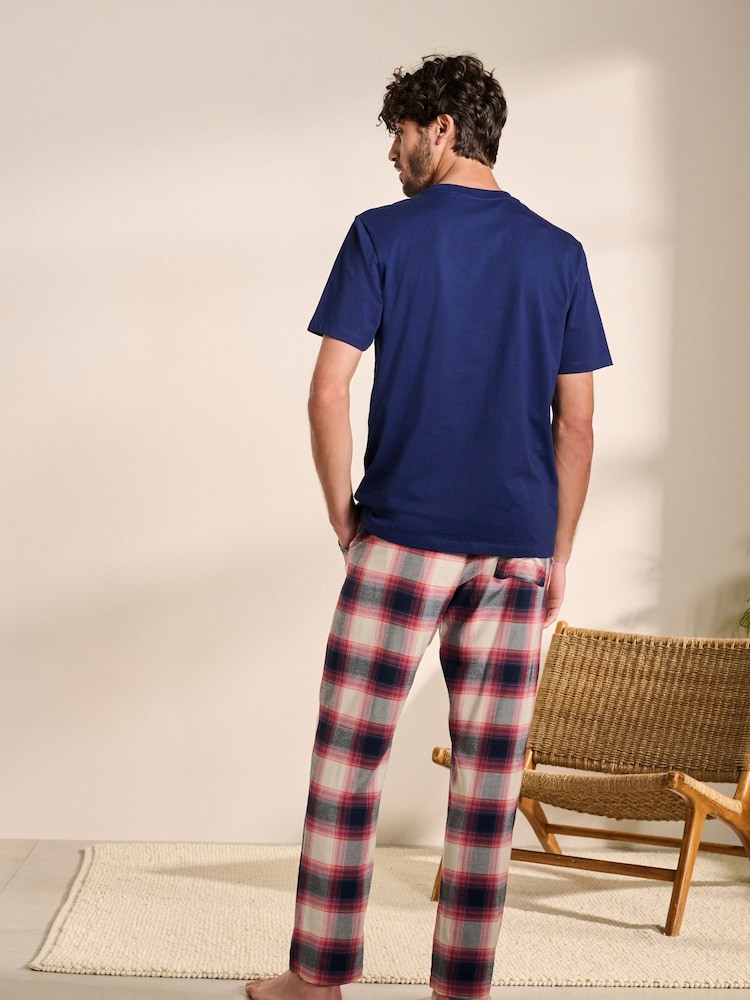 Blue/Stone Check Lightweight Pyjamas Set - Image 2 of 9