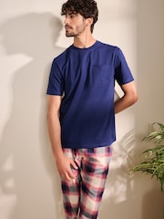 Blue/Stone Check Lightweight Pyjamas Set - Image 3 of 9