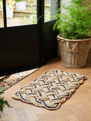 Laura Ashley Natural GoldBlue Natural Braided Jute Door Mat - Image 1 of 2