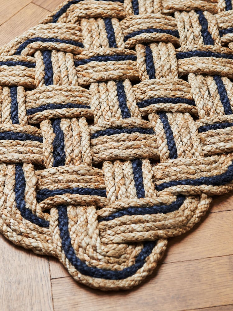 Laura Ashley Natural GoldBlue Natural Braided Jute Door Mat - Image 2 of 2
