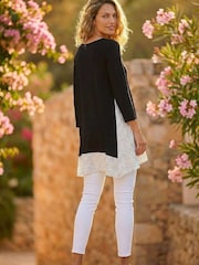Roman Black Polka Dot Side Split Tunic Top - Image 3 of 4