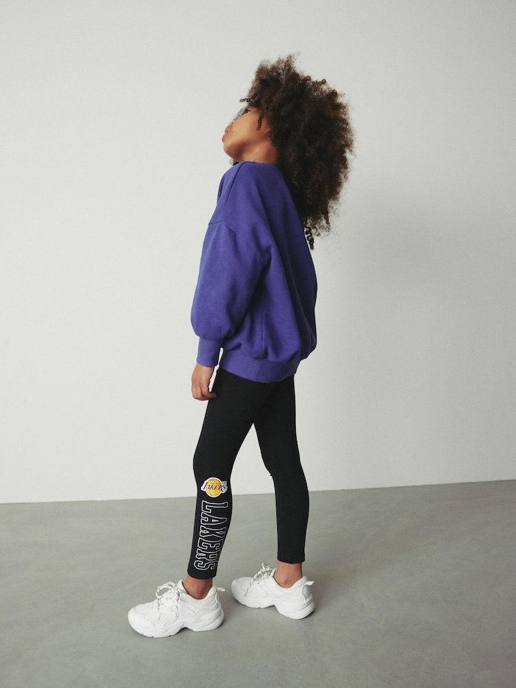 Dark Black NBA Los Angeles Lakers Printed Leggings (3-16yrs) - Image 1 of 7