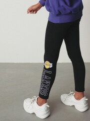 Dark Black NBA Los Angeles Lakers Printed Leggings (3-16yrs) - Image 3 of 7