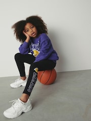 Dark Black NBA Los Angeles Lakers Printed Leggings (3-16yrs) - Image 4 of 7