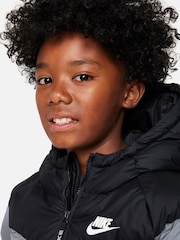 Nike Black/Grey Synthetic Fill Hooded Jacket - Image 4 of 6