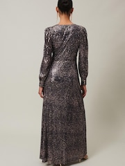Phase Eight Silver Metallic Petite Amily Sequin Maxi Dress - Image 2 of 6