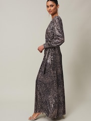 Phase Eight Silver Metallic Petite Amily Sequin Maxi Dress - Image 3 of 6