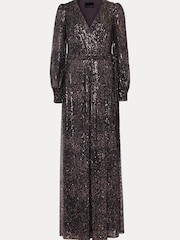 Phase Eight Silver Metallic Petite Amily Sequin Maxi Dress - Image 6 of 6