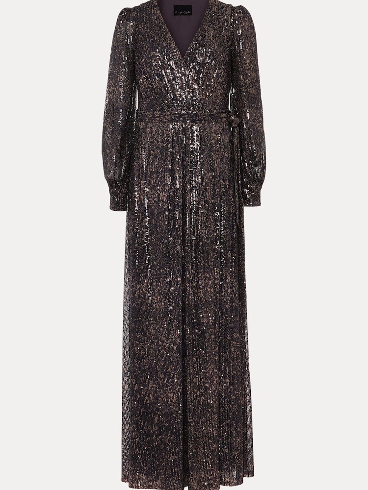 Phase Eight Silver Metallic Petite Amily Sequin Maxi Dress - Image 6 of 6