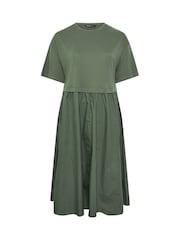Verde - Rochie midi din poplin Yours Curve 2 in 1 - Imaginea 5 din 6