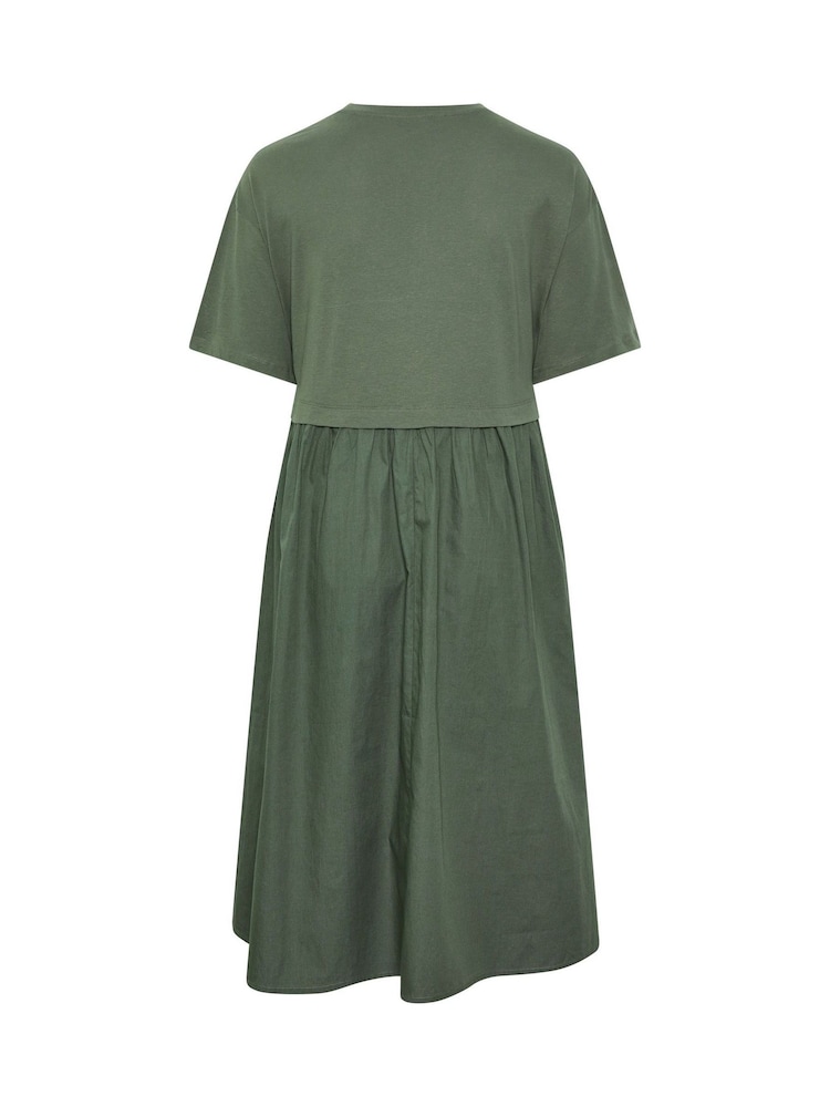 Verde - Rochie midi din poplin Yours Curve 2 in 1 - Imaginea 6 din 6