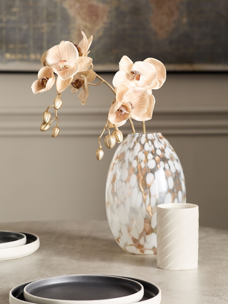 Set of 2 Gold Metallic Orchid Stems - Image 1 of 4