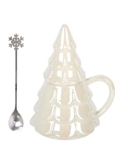 Something Different White Iridescent Fir Tree Mug and Snowflake Spoon Set - Image 5 of 5