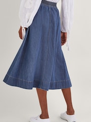 Monsoon Blue Pull-On Denim Midi Skirt in Sustainable Cotton - Image 2 of 4