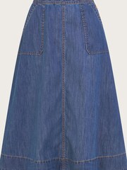 Monsoon Blue Pull-On Denim Midi Skirt in Sustainable Cotton - Image 4 of 4