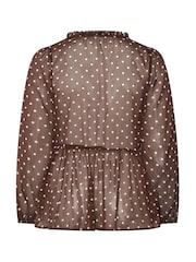 Yours Curve Brown Chiffon Peplum Blouse - Image 6 of 6