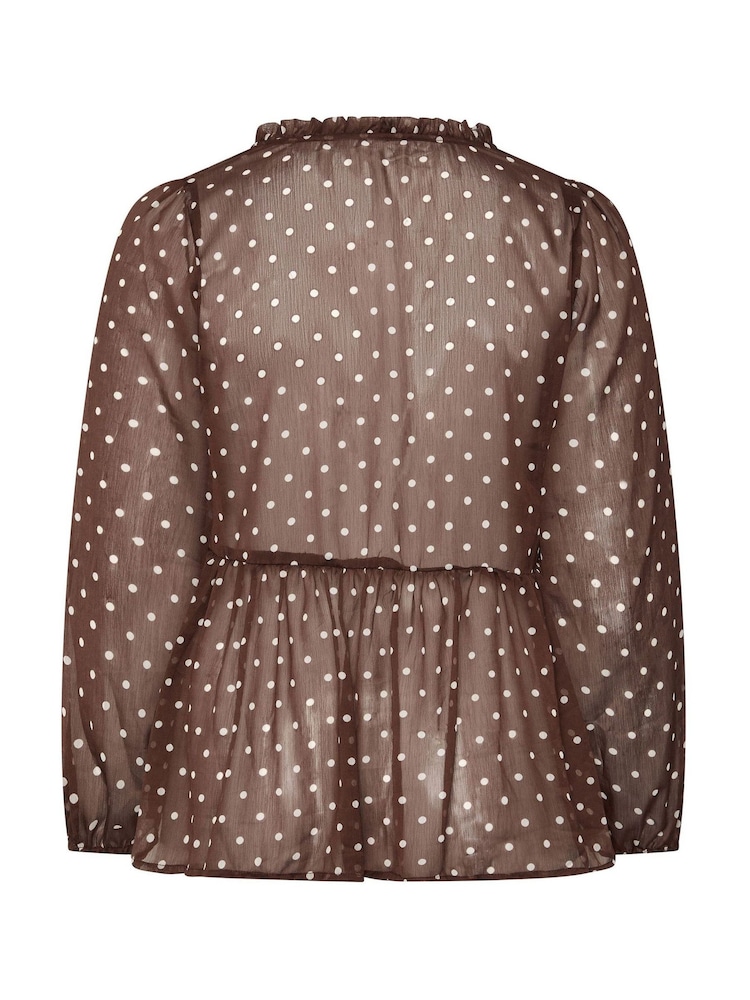 Yours Curve Brown Chiffon Peplum Blouse - Image 6 of 6 Yours Curve Brown Chiffon Peplum Blouse - Image 6 of 6