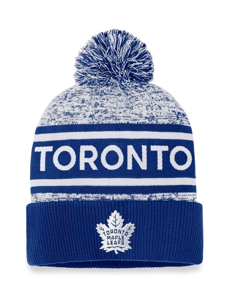 Fanatics NHL Toronto Maple Leafs Authentic Pro Rinked Cuffed Pom Knit White Beanies Unisex - Image 2 of 2