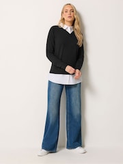 Long Tall Sally Black 2 In 1 Shirt Jumper - Image 2 of 6