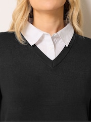 Long Tall Sally Black 2 In 1 Shirt Jumper - Image 4 of 6