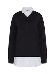 Long Tall Sally Black 2 In 1 Shirt Jumper - Image 5 of 6