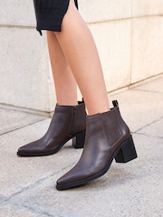 Brown Forever Comfort® Leather Western Ankle Boots - Image 2 of 10