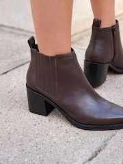 Brown Forever Comfort® Leather Western Ankle Boots - Image 4 of 10