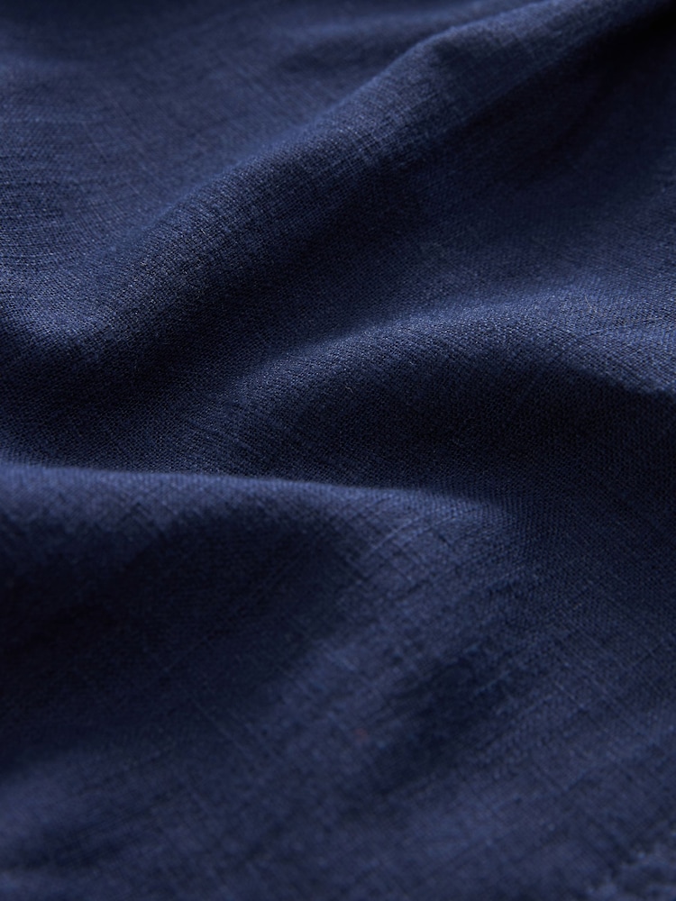 Navy Blue Linen Blend Wide Leg Trousers - Image 6 of 6
