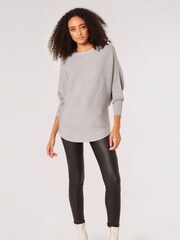 Apricot Silver Ribbed Batwing Top - Image 3 of 5