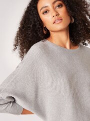 Apricot Silver Ribbed Batwing Top - Image 5 of 5