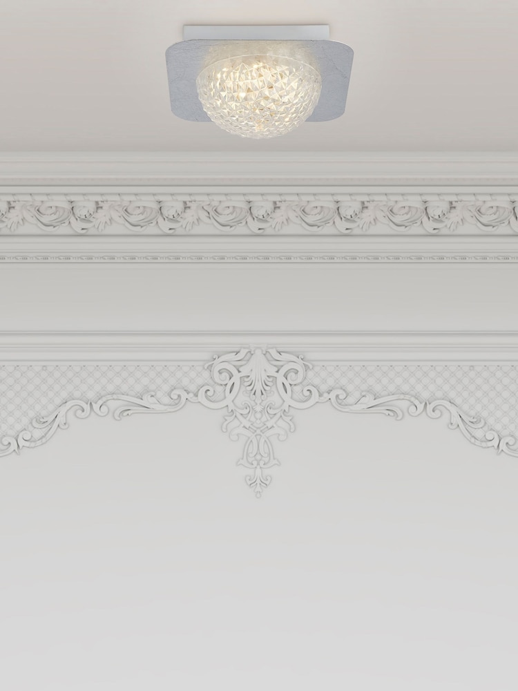 Searchlight Silver Lilac Silver LED Flush Ceiling Light - Image 1 of 3