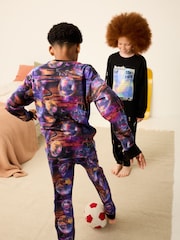 Black/Purple Football 2 Pack Long Leg Pyjamas (3-16yrs) - Image 3 of 9