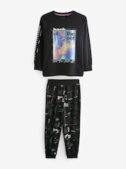 Black/Purple Football 2 Pack Long Leg Pyjamas (3-16yrs) - Image 7 of 9