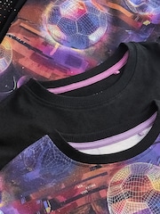 Black/Purple Football 2 Pack Long Leg Pyjamas (3-16yrs) - Image 8 of 9