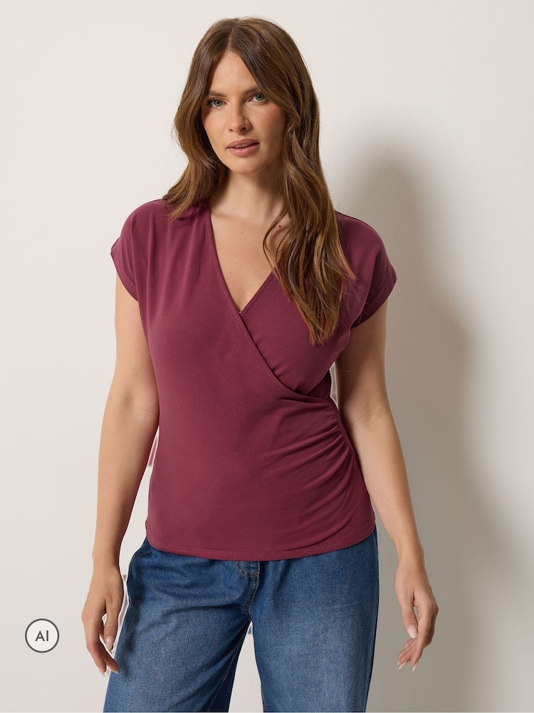 M&Co Black Cotton Wrap Tops 2 Pack - Image 2 of 8