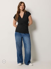 M&Co Black Cotton Wrap Tops 2 Pack - Image 4 of 8