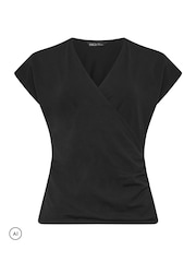 M&Co Black Cotton Wrap Tops 2 Pack - Image 7 of 8