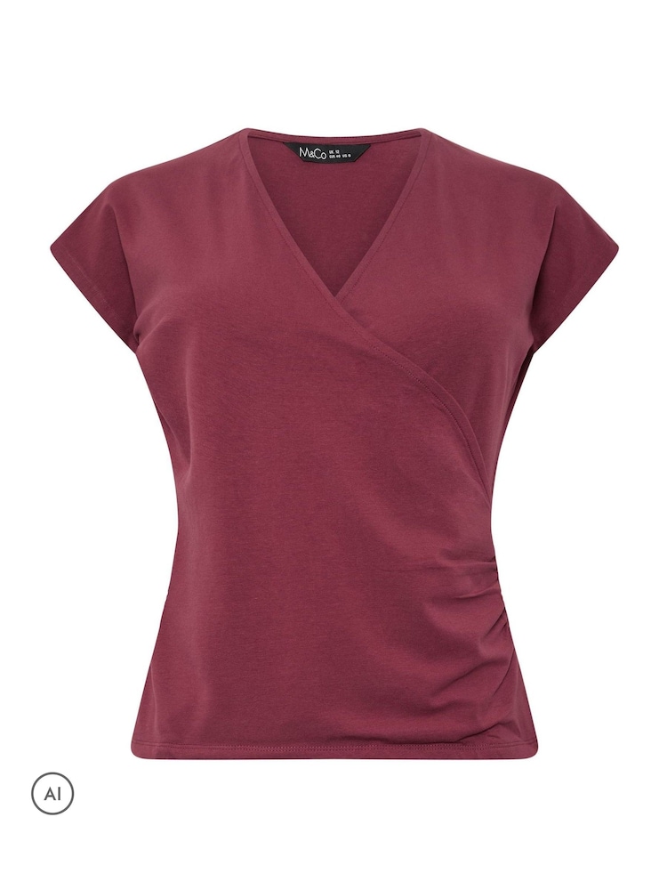 M&Co Black Cotton Wrap Tops 2 Pack - Image 8 of 8