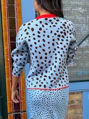 Never Fully Dressed Blue Animal Print Deer Chloe Cardigan - Image 2 of 5