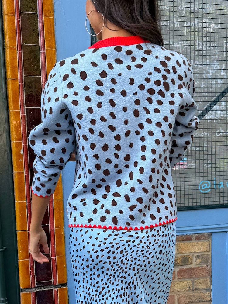 Never Fully Dressed Blue Animal Print Deer Chloe Cardigan - Image 2 of 5