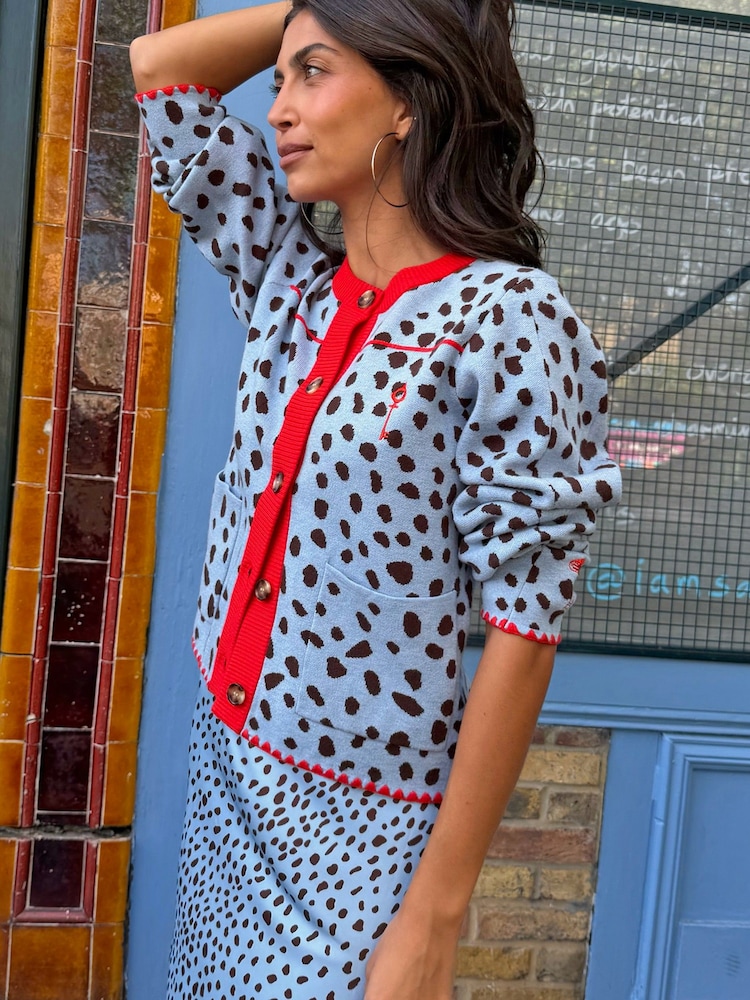 Never Fully Dressed Blue Animal Print Deer Chloe Cardigan - Image 5 of 5