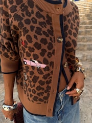 Never Fully Dressed Brown Animal Print Leopard Cheryl Cardigan - Image 1 of 4