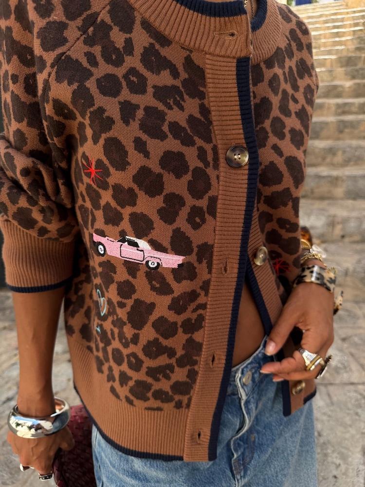 Never Fully Dressed Brown Animal Print Leopard Cheryl Cardigan - Image 1 of 4